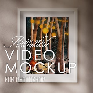 Mockup Template Photoshop Video, Listing Animation for 4x5, 3x4 & 2x3 Art, Etsy Shop, Social Media, Looping PSD mp4, Portrait, White Frame