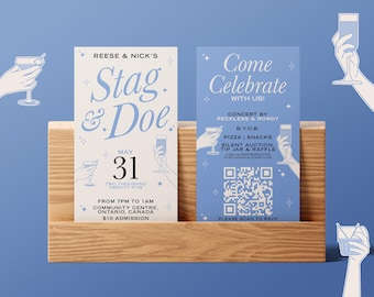 Hirsch und Doe Einladung | Vollständig bearbeitbare Vorlage