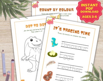 Dinosaur Activity Book for Kids | Instant BOOKLET DL | Fun Activities for Dinosaur Party Favour and General Entertainment | DIY Party Favour