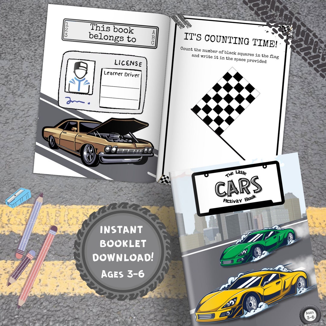 Cars Activity Book for Kids Instant BOOKLET DL Fun - Etsy