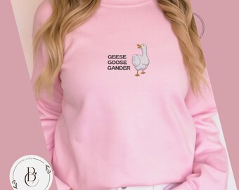 Silly Goose besticktes Sweatshirt, Cottage Core Pullover, Goose Lover Top, Tierliebhaber Pullover