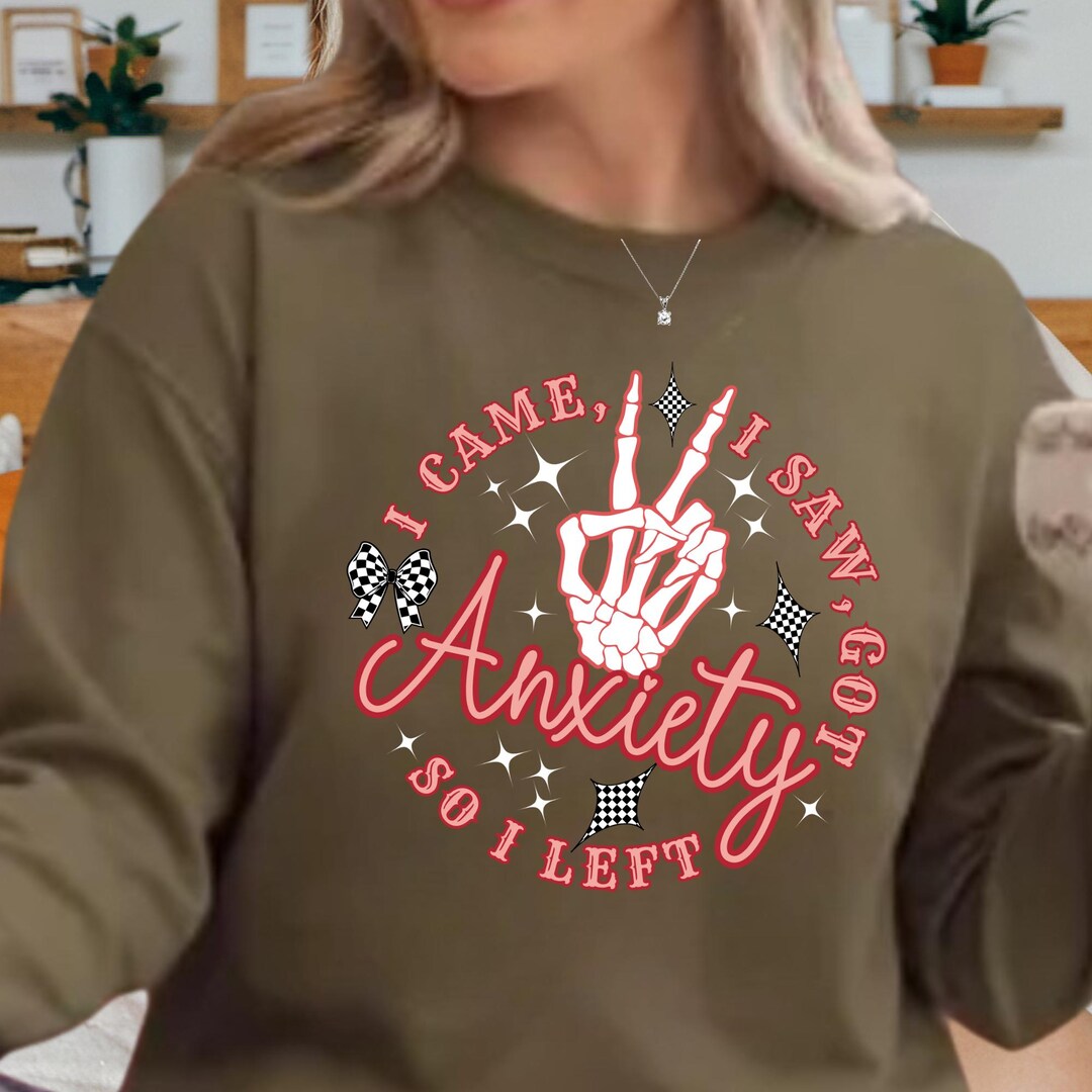 Anxiety Skeleton Peace Sign Sweatshirt: Mental Health Graphic Jumper - Etsy