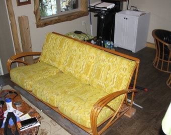 Heywood Wakefield faux bamboo couch