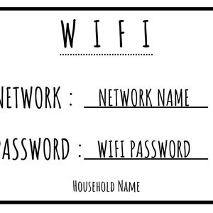 WiFi Password Sign, Editable WiFi Sign Template, Printable WiFi Sign, 11x8.5, Instant Download, Easy to Use, Canva