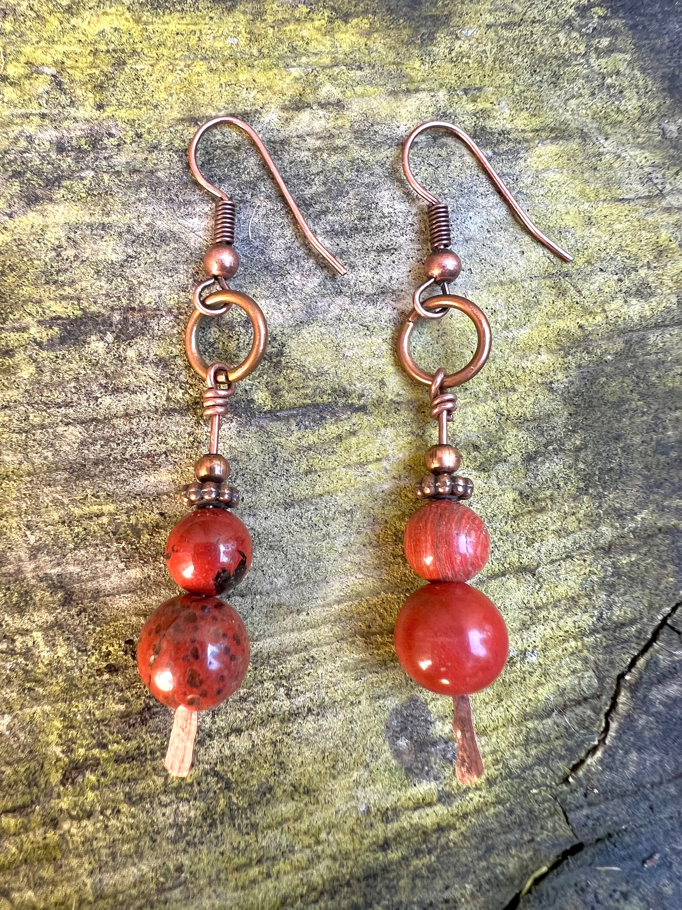 Orecchini pendenti in Argento 925 con Diaspro Naturale - Pietra Dura - Amo