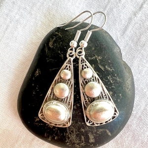 Antique silver earrings, ethnic design earrings, statement earrings, boho style, rustic jewellery, gift for her