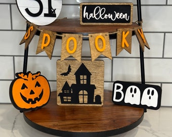Halloween Tier Tray Decor Set – Mini Baltic Birch Signs