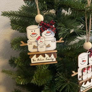 Personalized Smores Family Christmas Ornament - Baltic Birch Wood