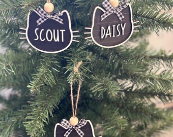 Personalized Laser Cut Cat Christmas Ornament - Custom Pet Ornament