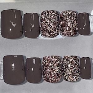 Root Beer || Fall Nails || Luxury Press On Nails | Reusable | Hand Painted | Made by WitchyWonders&Wares
