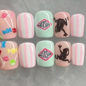 Sweetshop || Fandom Nails || Luxury Press On Nails | Reusable | Hand Painted | Made by WitchyWonders&Wares