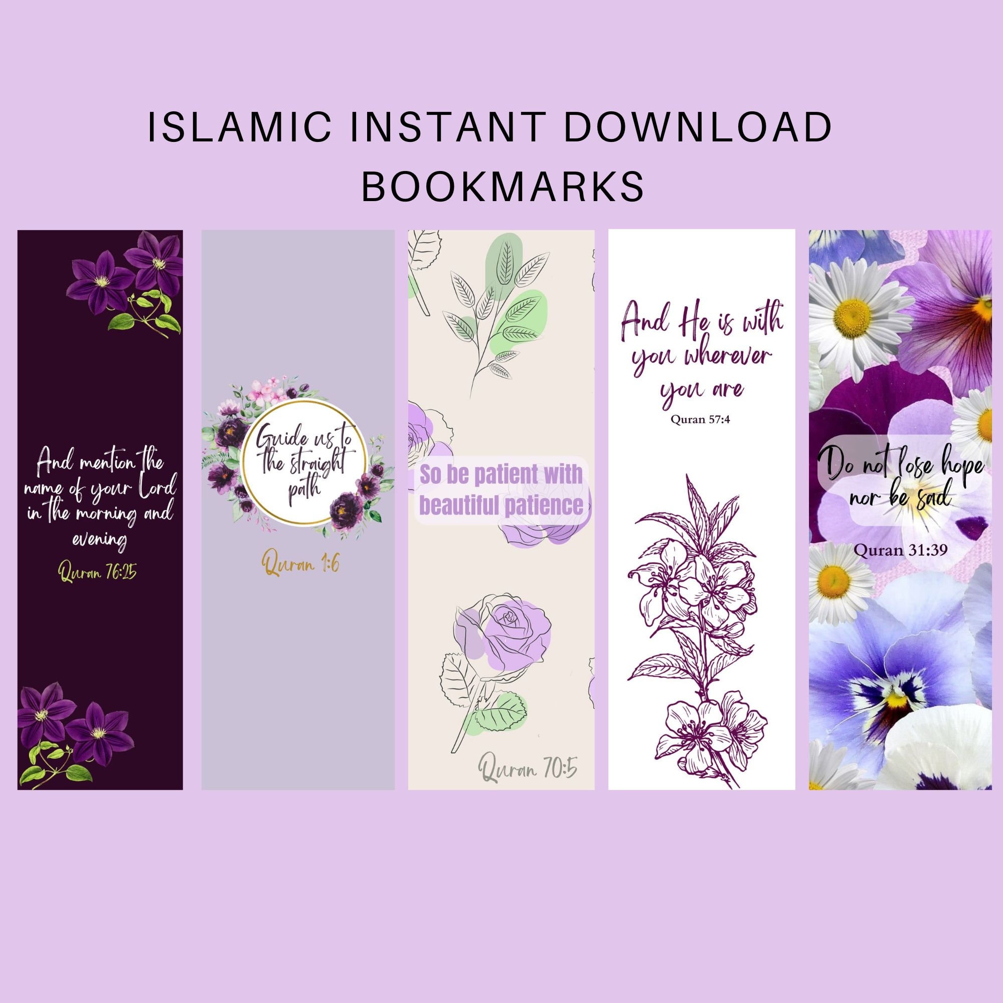 Islamic Printable Bookmarks Quran Verse Bookmark Set of 5 Etsy Canada