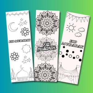 Printable Coloring Islamic Bookmark Set of 3 Eid gifts for children