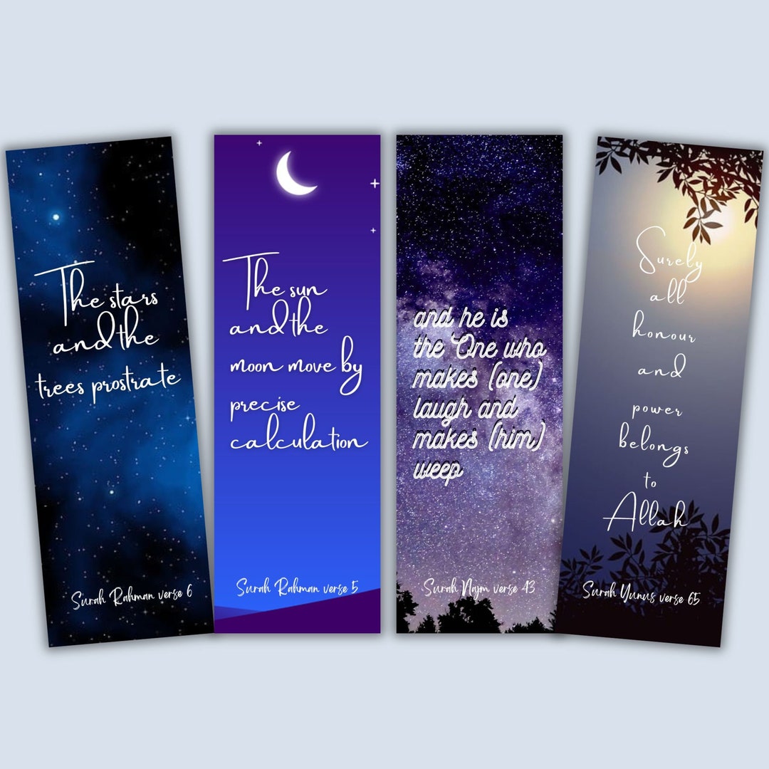 Islamic Printable Bookmarks Quran Verse Bookmark Set of 4 Digital