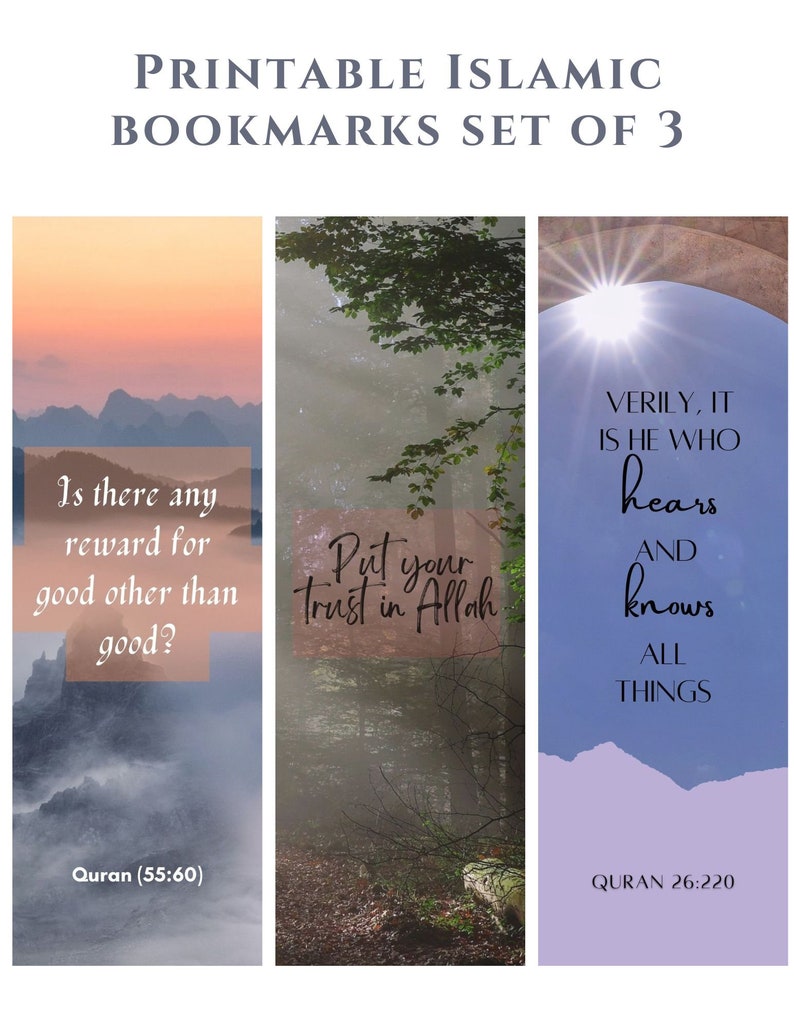 Islamic Printable Bookmarks Set of 3 | Digital Download Only - Etsy