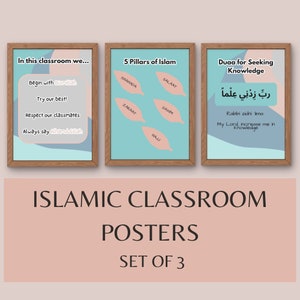 Islamic Printable Classroom Posters Set of 3 Educational Muslim Homeschool