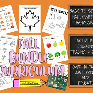 Mads4Learning Fall Bundle Preschool Homeschool Curriculum Includes Back to School, Halloween, and Thanksgiving Activities Coloring Tracing