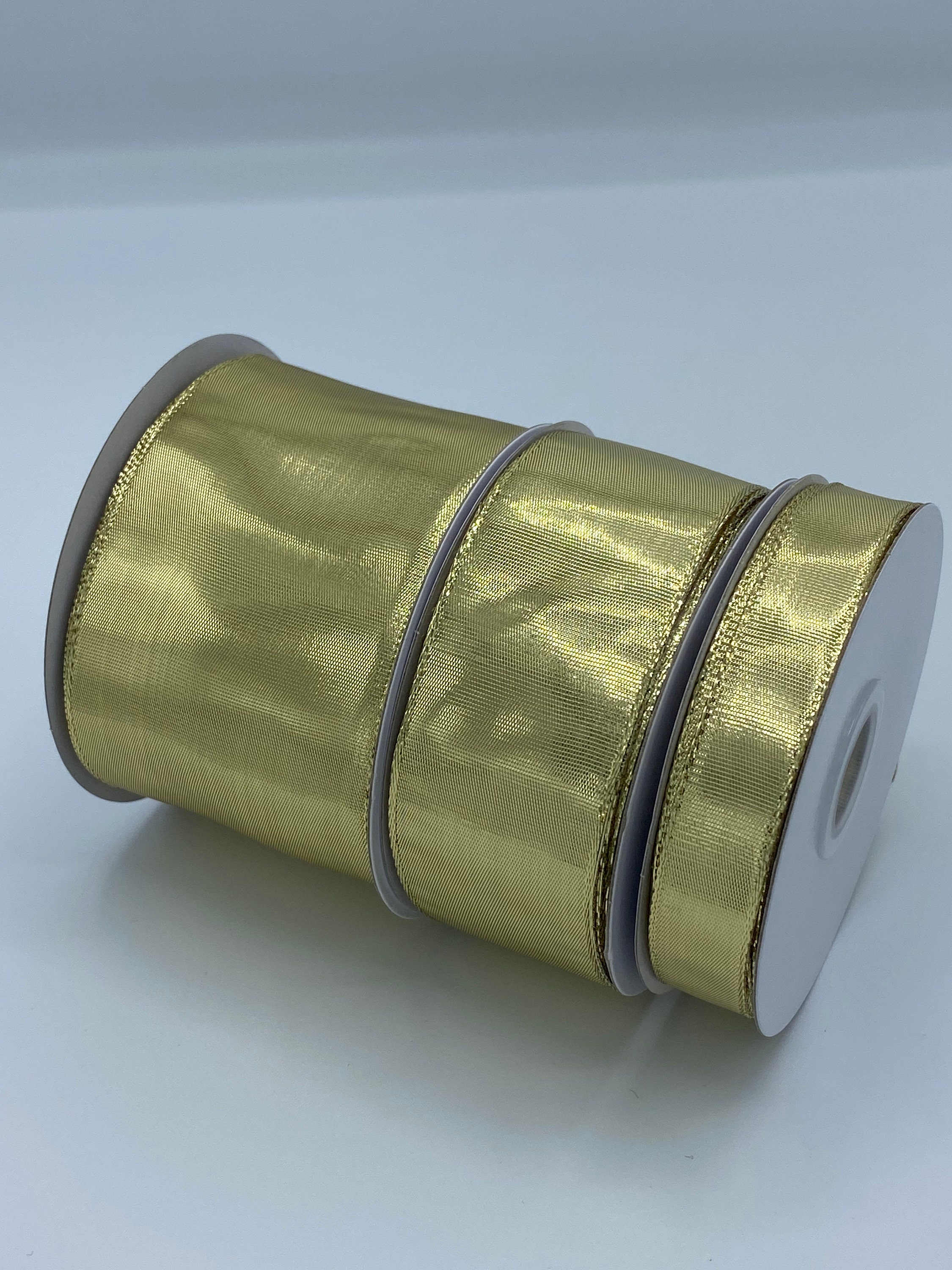 Closeout Wired Ribbon - Sheer Polka Dot Gold Wired Ribbon #596901-9