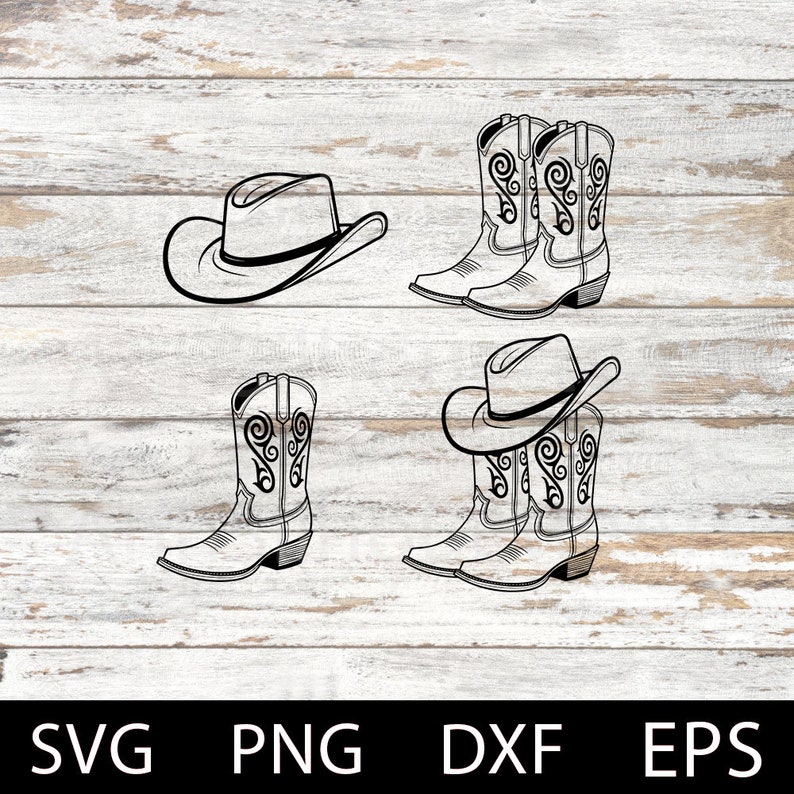 Cowboy Boots Svg Bundle, Cowboy Boots Hand-drawn, Cowboy Svg, Cowboy ...