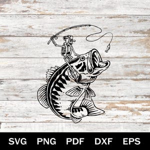 big mouth fish on pole svg Largemouth Bass Skeleton Svg -