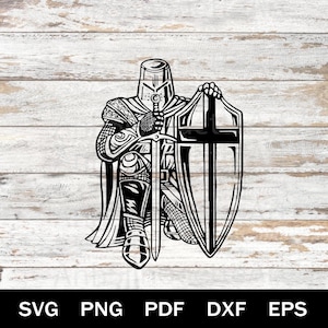Kristen riddare Svg Png, bön krigare kors sköld Clipart, Guds rustning korsfarare Cricut-filer