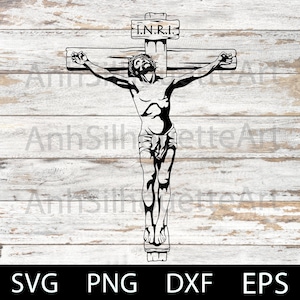 Crucifix Christ Svg, Jesus Cross Svg, Crucifix Svg, Jesus Dxf, Faith, Religious, Christian, INRI, Jesus Silhouette Cricut Cut File Svg, DXF.