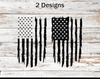 Verontruste Amerikaanse vlag SVG, zwart-witte vlag van de VS gesneden bestand, grunge patriottische SVG voor Cricut en Silhouette