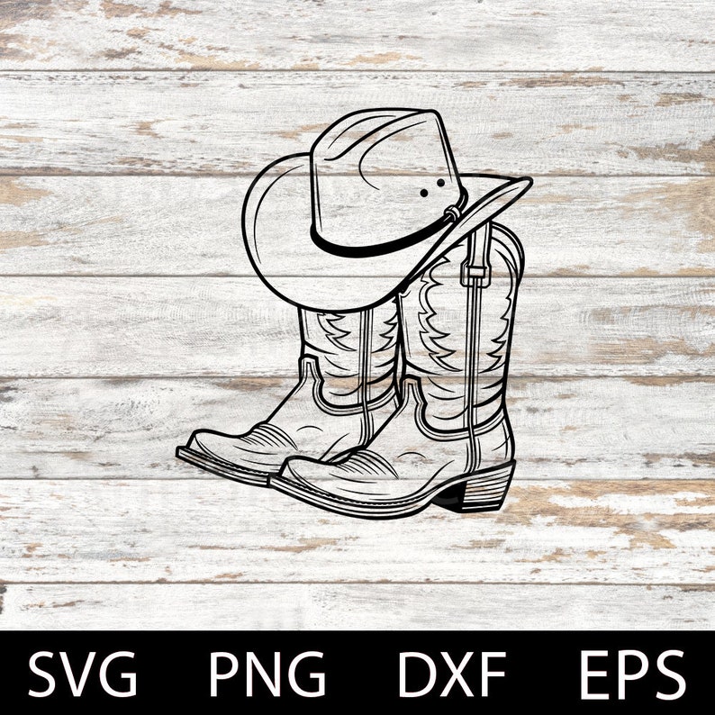 Cowboy Boots Svg Bundle, Cowboy Boots Hand-Drawn, Cowboy Svg, Cowboy Hat Svg, Western Boots, Boots Silhouette, Rodeo Svg, Ranch Svg image 2