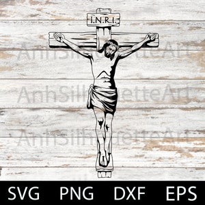 Crucifix Christ Svg, Jesus Cross Svg, Crucifix Svg, Jesus Dxf, Faith, Religious, Christian, INRI, Jesus Silhouette Cricut Cut File Svg, DXF.