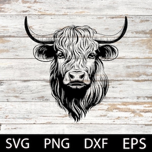Highland Cow Svg, Highland Cow Laser Cut File Svg, Highland Cow Head Svg, Farm Life Svg, Cow Silhouette Cut File, DXF, Eps, Png.