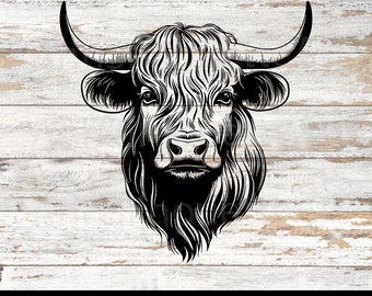 Highland Cow Svg, Highland Cow Laser Cut File Svg, Highland Cow Head Svg, Farm Life Svg, Cow Silhouette Cut File, DXF, Eps, Png.