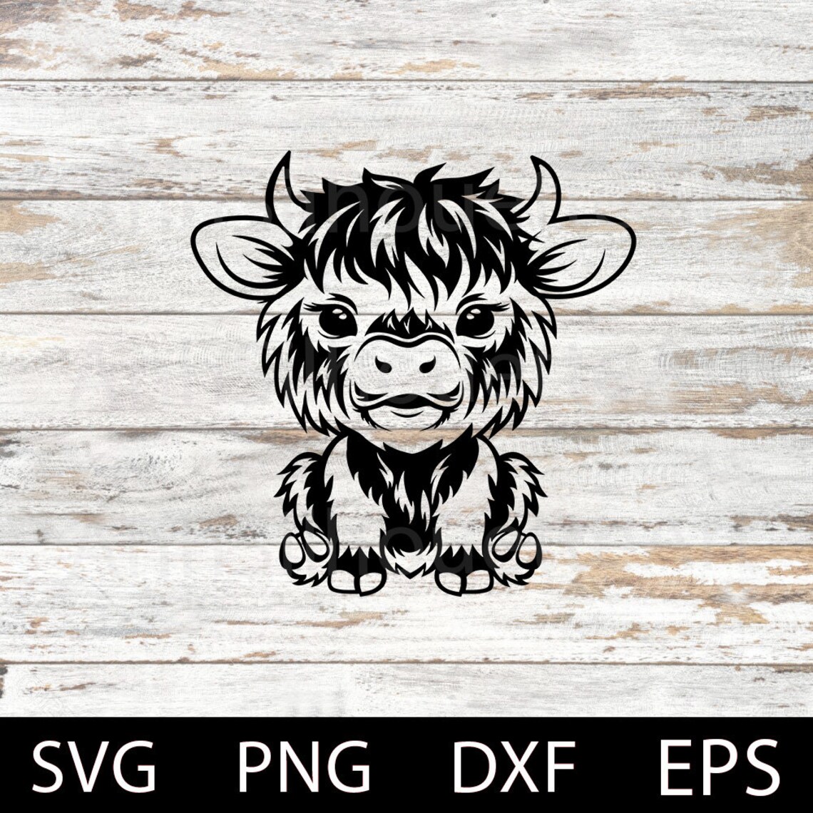 Highland Cow Svg, Cute Highland Cow Sitting Laser Cut File Svg, Baby ...
