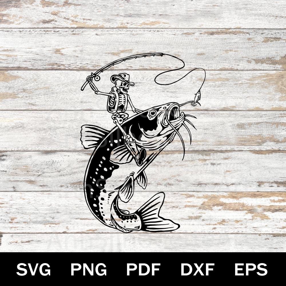 Skeleton Cowboy Riding Catfish SVG, Fishing Skeleton PNG, Funny ...