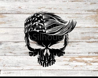American Flag Skull Svg, Patriotic Skull Svg for Cricut, USA Skull Cut File, Rustic American Svg