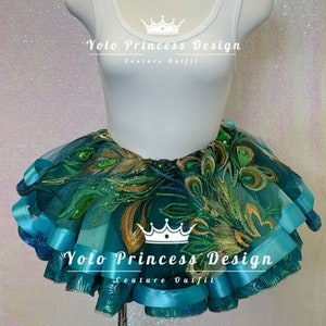 Peacock Double Layer Puffy Lace tutu, ribbon tutu for kids and adult, birthday Tutu, Party outfit