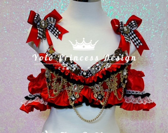Deluxe Queen of Hearts Rave Bra Top BNWT Cosplay Roleplay EDC Etsy