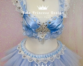 Cinderella, Princess Elsa Inspired outfit, hand crafted Halloween costume, birthday party, rave and princess run outfit, Elsa Costume