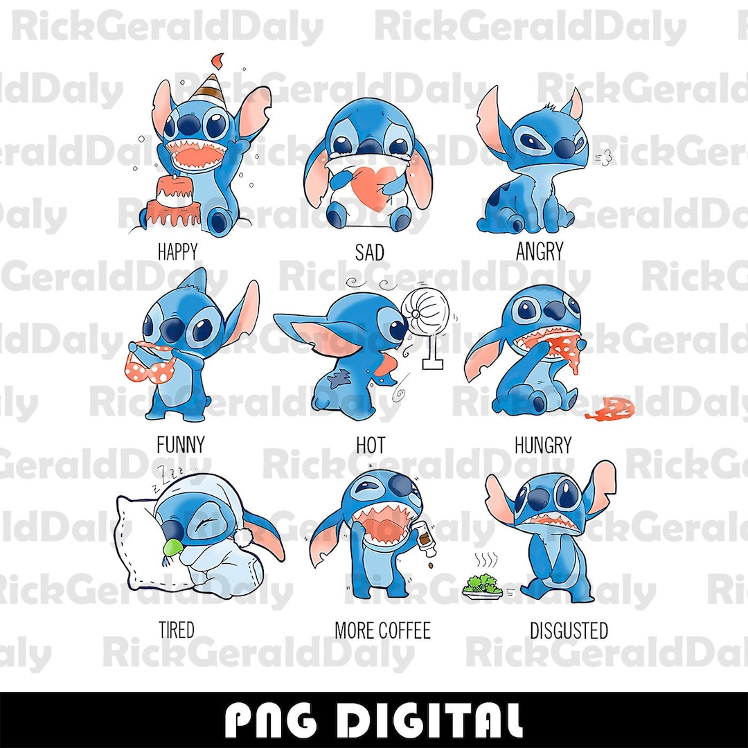 Lovely Stitch Emotions PNG Stitch Png Lilo and Stitch Etsy