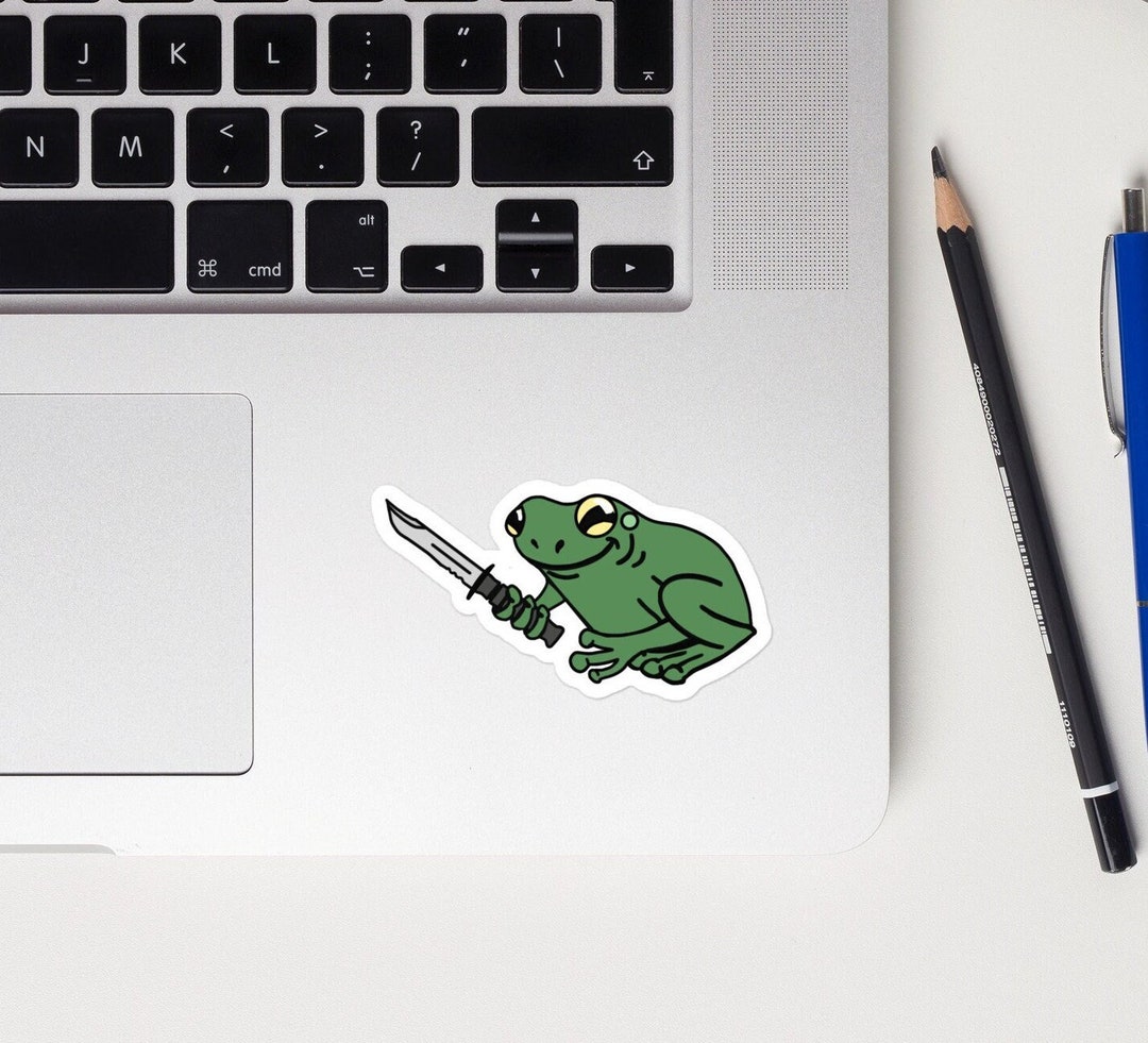 Frog With Knife Sticker Laptop Bottle Vinyl Decal Waterproof - Etsy