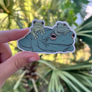 Klistermärke staplade trädgrodor laptop flaska vinyldekal vattentät
