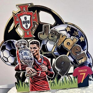 Soccer Cake Topper, Cristiano Ronaldo Cake Topper, Futbol Cake Topper, Portugal, Soccer Birthday, Soccer Birthday Decor, Soccer Party