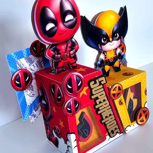 Superhero Goodie Box,DeadPOOL,Wolverine SuperHero. Party Favors, Party Favor Box for Boys,Dead Pool and WolvErine  pack of 10