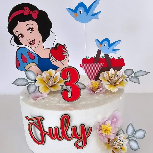 Snow White Birthday Cake Topper: Personalized Party Decoration