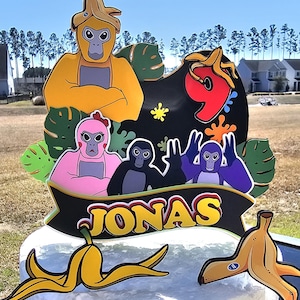 Custom Gorilla Tag game Cake topper, gorilla Tag cake 3d topper, Monkey Tag game cake topper, gorilla tag, monkey tag