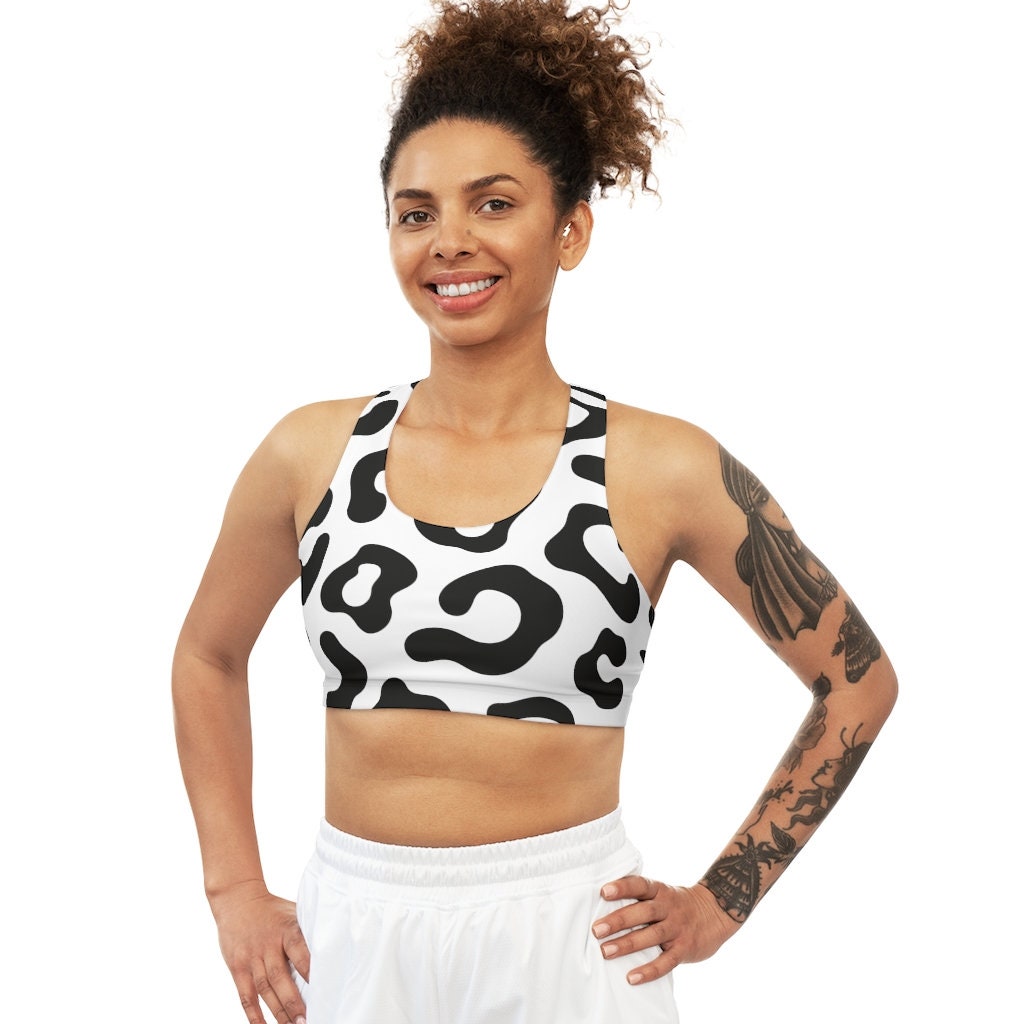 White Cheetah Print, Seamless Sports Bra, Fun, Serious Exercise Training  and Casual sold by BrucThomas, SKU 40422350