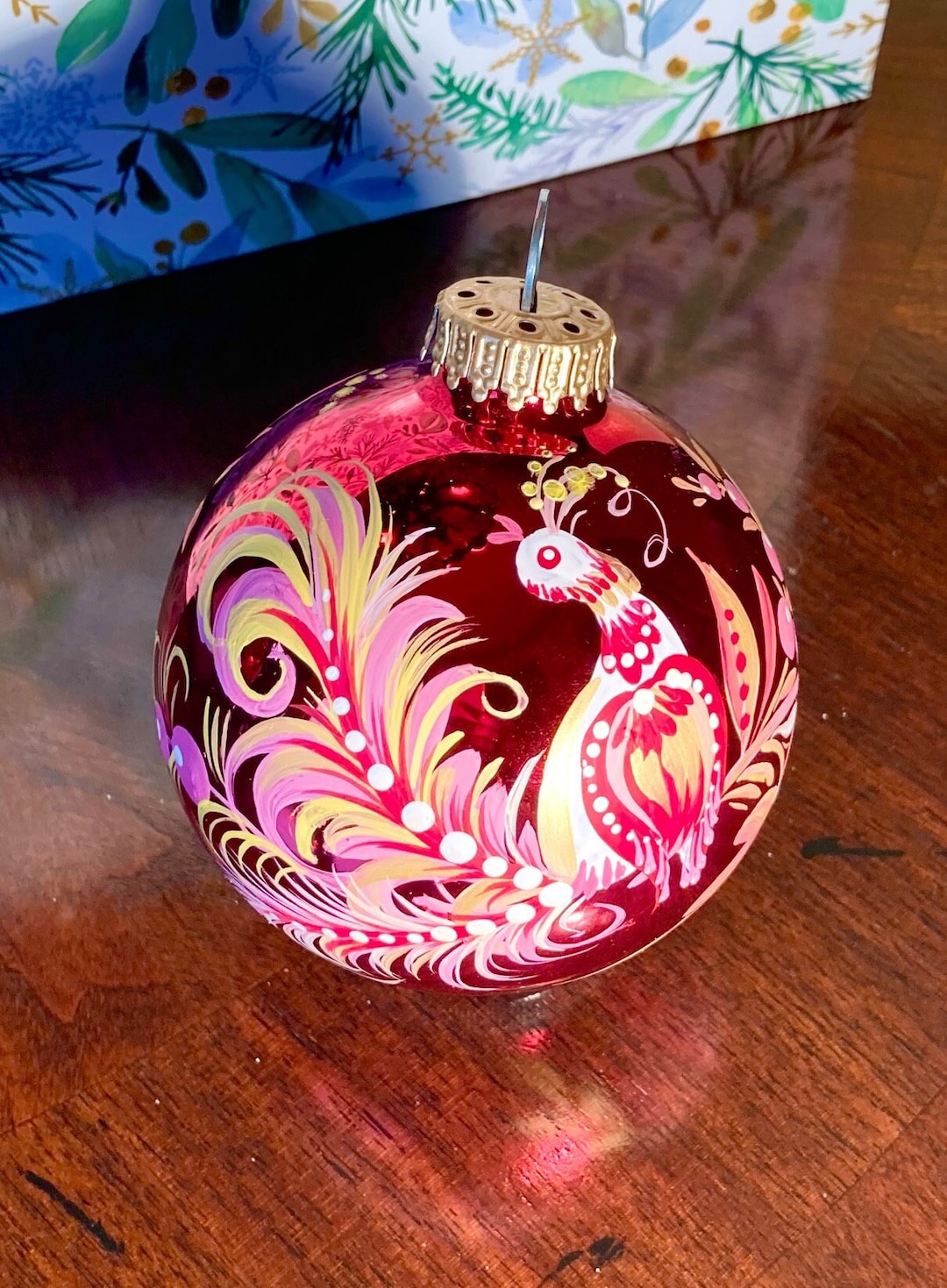 Hand Painted Glass Christmas Ornament / Firebird Etsy