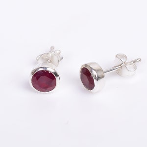 Ruby Stud Earring 5mm - July Birthstone Earrings for Women, Dainty Tiny Studs, Perfect Birthday Gift