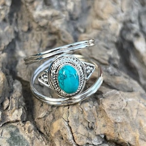 Turquoise Ring, Silver Turquoise Ring, Natural Turquoise Ring, Sterling Silver Ring, Boho Ring, Ring for Gifts