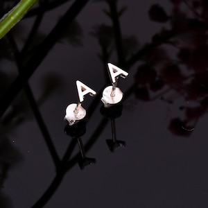 Small Initial Silver Stud Earrings, Tiny Letter Studs, Personalized Initial Earrings, Gift Initial Earrings, Stud Earrings