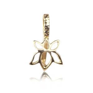 14K Gold Lotus Flower Pendant Bail: Necklace Connector (17x10x4 MM)